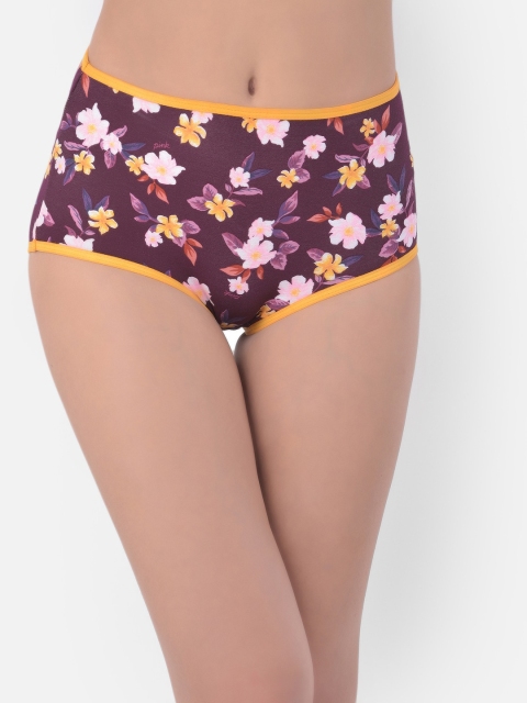 

Clovia Women Purple & White Floral Printed Cotton Hipster Briefs