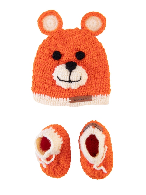 

The Original Knit Unisex Kids Orange & Cream-Coloured Beanie & Booties