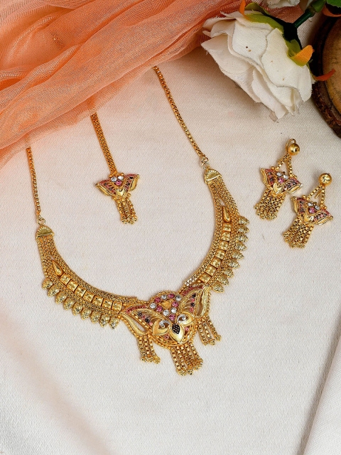 

Silvermerc Designs Women Gold-Plated Purva Traditional Jewellery Set