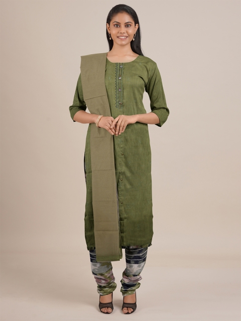 

Pothys Green Unstitched Dress Material