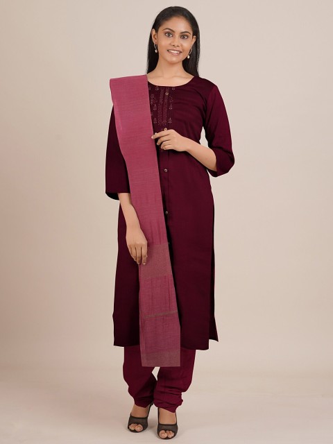 

Pothys Magenta Unstitched Dress Material