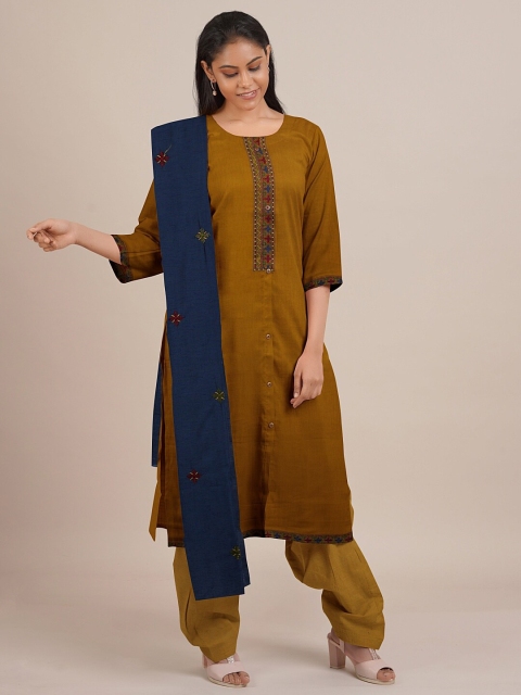 

Pothys Mustard Unstitched Dress Material