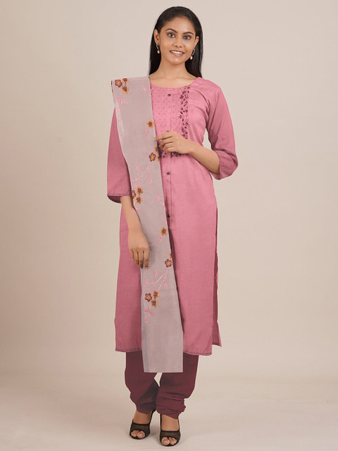 

Pothys Pink Unstitched Dress Material