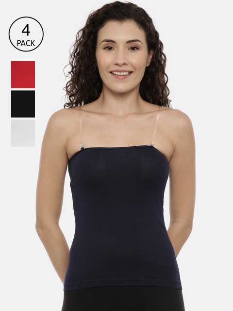 

GOLDSTROMS Women Pack Of 4 Solid Camisoles, Navy blue
