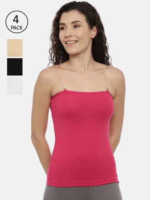 

GOLDSTROMS Women Pack Of 4 Solid Camisoles, Fuchsia
