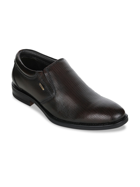 

Liberty Men Brown Textured Leather Formal Slip-Ons