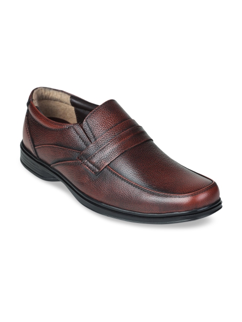 

Liberty Men Brown Textured Leather Formal Slip-Ons
