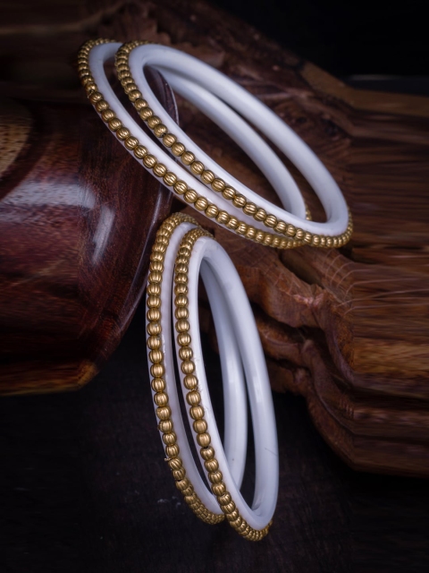 

Alankruthi Set Of 4 Gold-Plated White Matte Bangles
