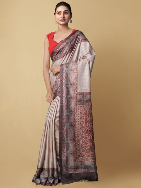 

Unnati Silks Beige & Red Art Silk Woven Design Kovai Saree