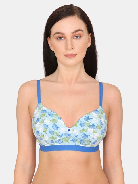 

Zivame Blue & White Floral T-shirt Bra Half Coverage Lightly Padded ZI10U0FASH0BLUE