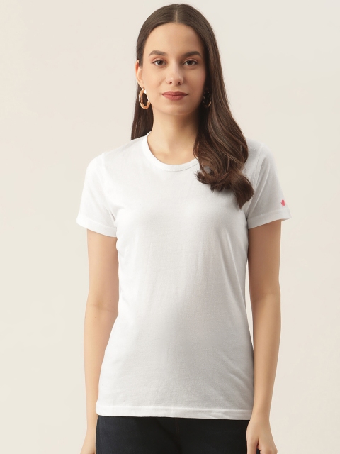 

PRINTOCTOPUS Women White Pure Cotton T-shirt