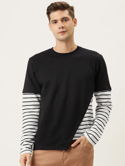 

Campus Sutra Men Black & White Placement Striped Sweatshirt