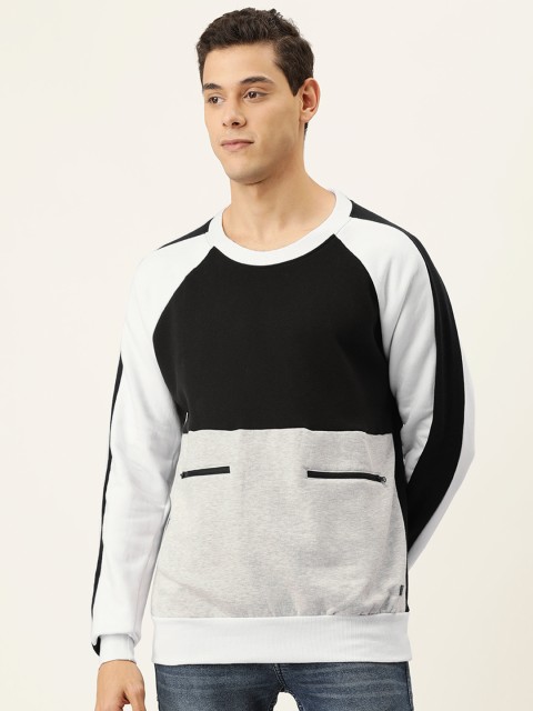 

Campus Sutra Men Black & Grey Colourblocked Sweatshirt