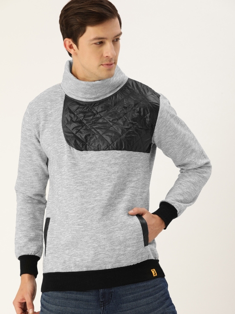 

Campus Sutra Men Grey Melange Colourblocked Sweatshirt