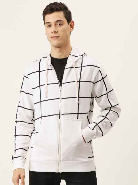 

Campus Sutra Men White & Black Checked Hooded Sweatshirt