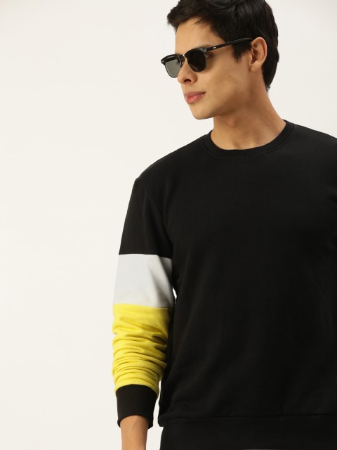 

Campus Sutra Men Black Pure Cotton Sweatshirt