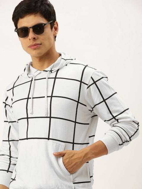 

Campus Sutra Men White & Black Checked Hooded Sweatshirt