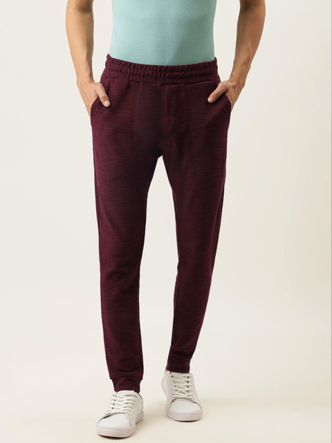 

Campus Sutra Men Burgundy Solid Straight-Fit Joggers