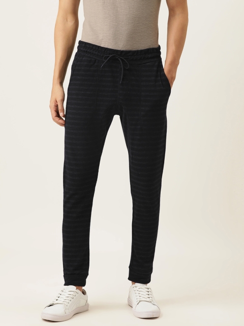 

Campus Sutra Men Black Striped Straight-Fit Track Pants