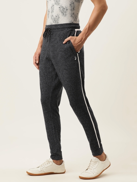 

Campus Sutra Men Blue Self Design Side Striped Straight-Fit Joggers