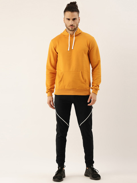 

Campus Sutra Men Mustard & Black Solid Pure Cotton Casual Tracksuit