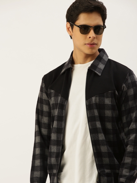

Campus Sutra Men Black Charcoal Checked Tailored Jacket