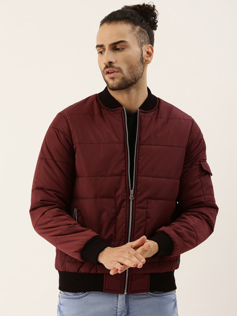 

Campus Sutra Men Maroon Windcheater Outdoor Bomber Jacket