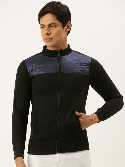 

Campus Sutra Men Black & Blue Colourblocked Windcheater Bomber Jacket