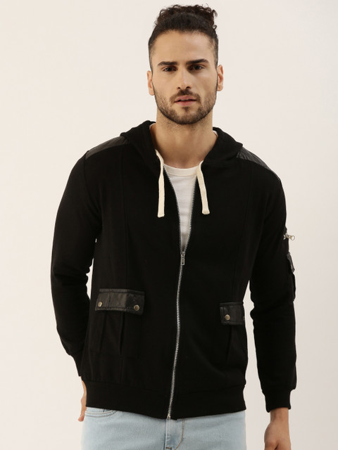 

Campus Sutra Men Black Solid Windcheater Biker Jacket