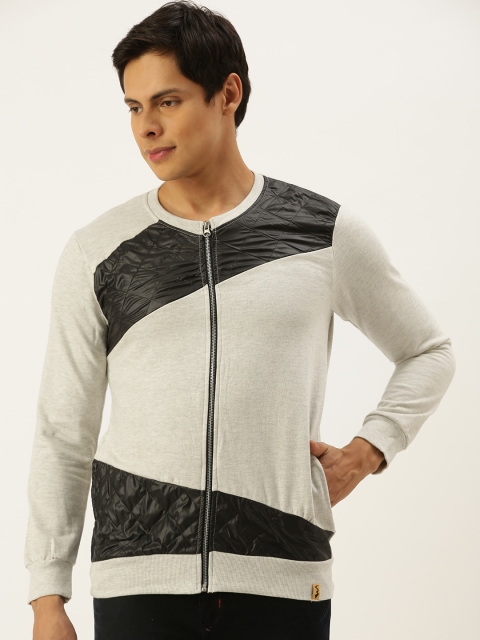 

Campus Sutra Men Grey & Black Colourblocked Sweatshirt