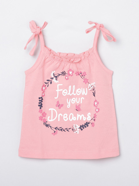 

max Peach-Coloured Printed Pure Cotton Regular Top