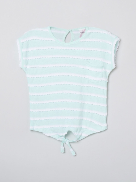 

Max Girls Sea Green & White Striped Regular Top
