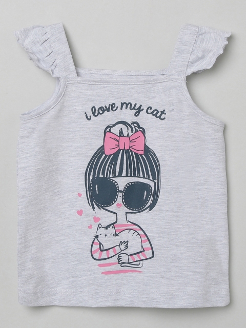 

max Grey Printed Cotton Tank Top