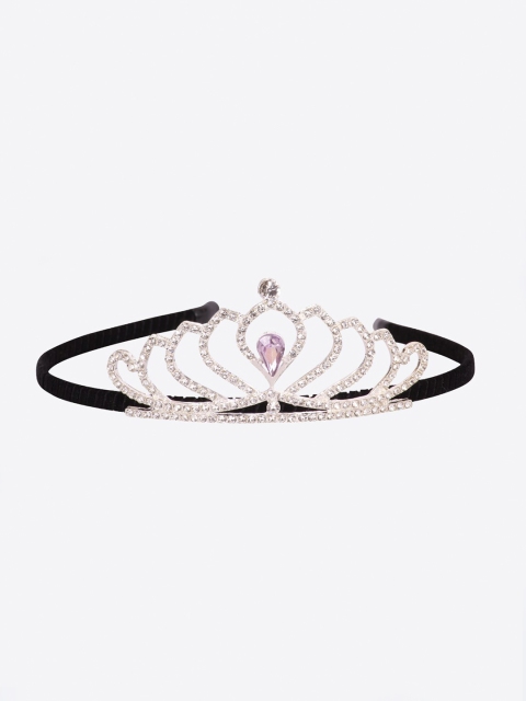 

CUTECUMBER Girls Black & Silver Embellished Crown Hair Band