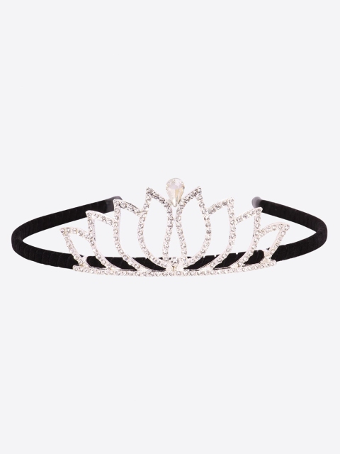 

CUTECUMBER Girls Black & Silver-Toned Crown Hair Band