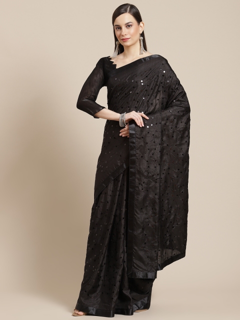 

Mameraa Black Embellished Sequinned Silk Blend Saree