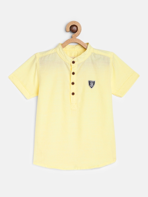 

TONYBOY Boys Yellow Semi Sheer Casual Shirt