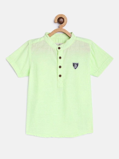 

TONYBOY Boys Lime Green Semi Sheer Casual Shirt