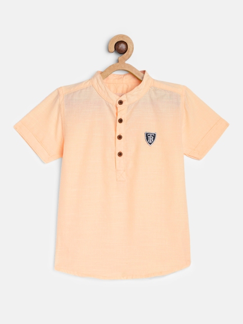 

TONYBOY Boys Peach-Coloured Semi Sheer Casual Shirt