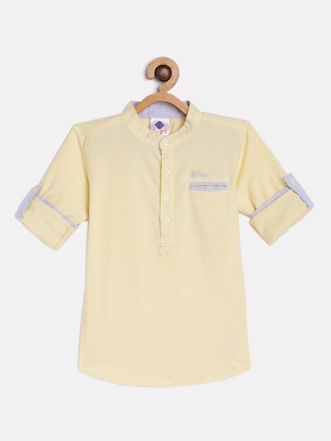 

TONYBOY Boys Yellow Solid Pure Cotton Casual Shirt