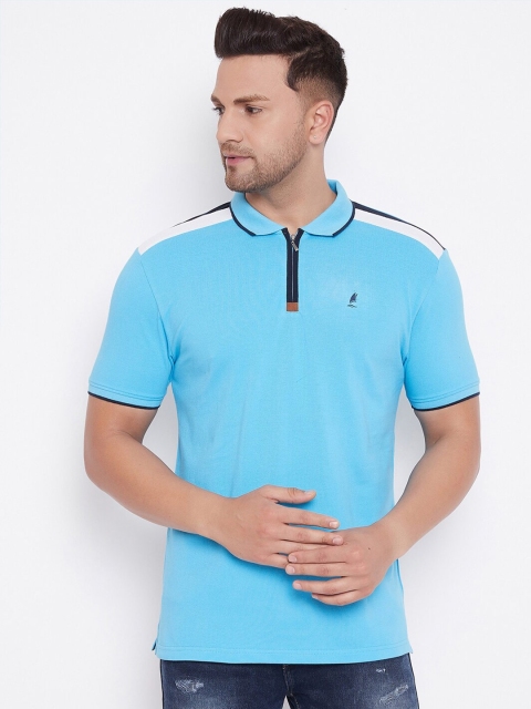 

HARBORNBAY Men Blue Polo Collar Regular Fit T-shirt