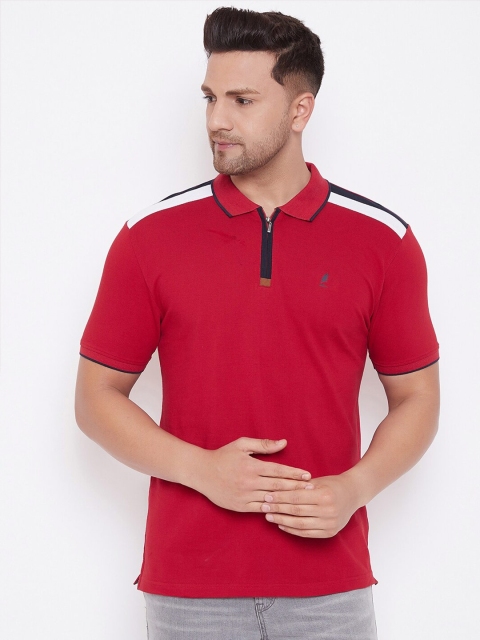 

HARBORNBAY Men Red Polo Collar Regular Fit T-shirt