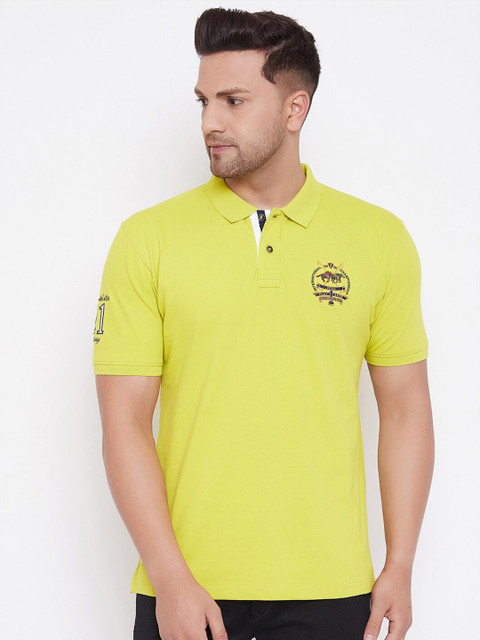 

HARBORNBAY Men Lime Green Polo Collar T-shirt