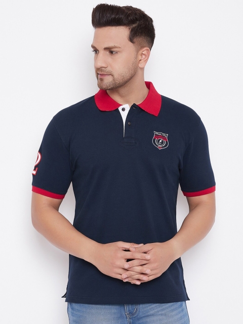 

HARBORNBAY Men Navy Blue and Red Polo Collar T-shirt