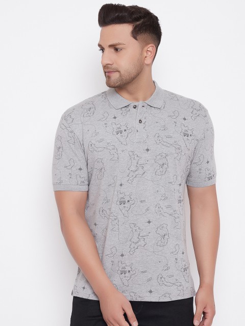 

HARBORNBAY Men Grey Printed Polo Collar T-shirt