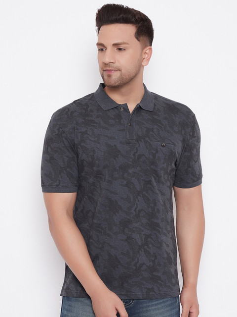 

HARBORNBAY Men Charcoal Polo Collar T-shirt