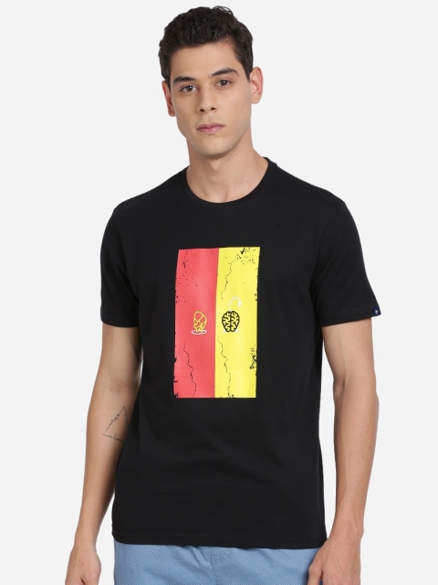 

Breakbounce Men Black & Yellow Graphic Printed Slim Fit T-shirt