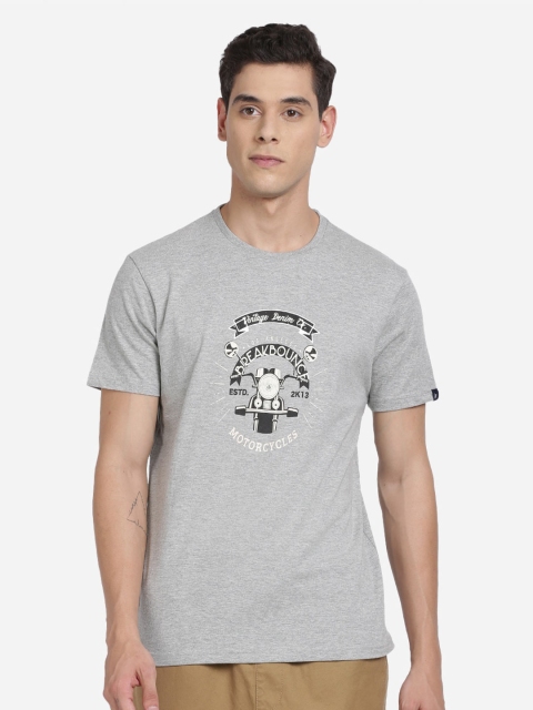 

Breakbounce Men Grey Typography Printed Slim Fit T-shirt