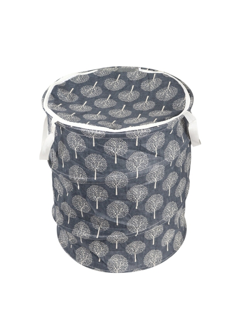 

OddCroft Navy-Blue & White Floral Print Foldable Laundry Basket