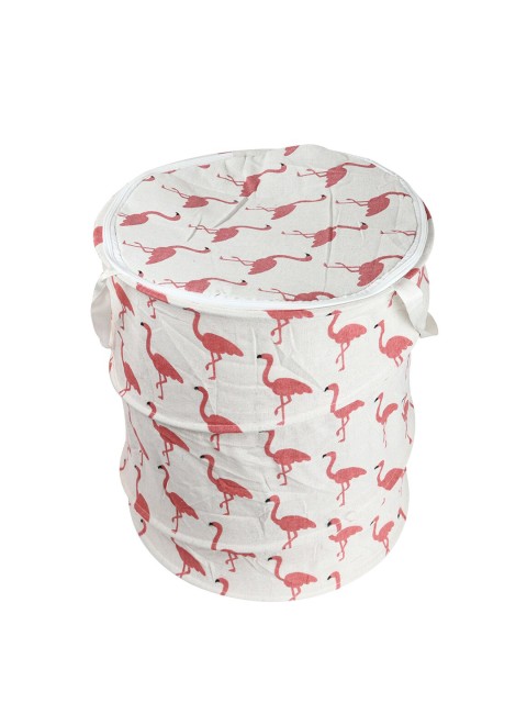 

OddCroft White & Red Flamingo Printed Foldable Laundry Basket